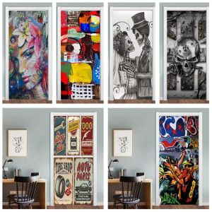 Adesivos 3d pvc autoadesivo graffiti adesivo para porta removível papel de parede sala estar quarto decoração crânio decalques arte cartazes