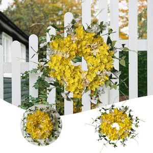 Dekoracyjne kwiaty Spring Wreath Decoration Decoration Holiday Atmience Home wiszący żółty