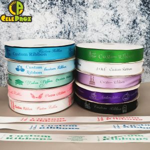 accessories 10mm75mm Custom Printed Ribbon Personal Logo Polyester Rubban Giftbox Baking Wrap Wedding Birthday Anniversary DIY Bracelet