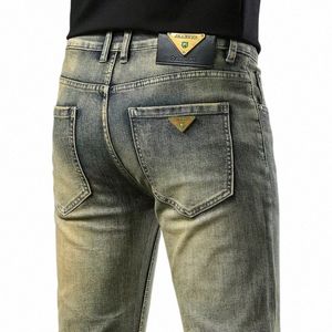 dżinsy męskie dżinsowe spodnie Slim Fit Retro Stretch 2023 Zimowe jesienne spodnie do motocyklisty motocykla motocykl