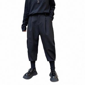 fi men harem spodnie czarne zwężające się sprężyste spodnie talii męskie mankiet kostki hip -hopowe duże ubrania g5f8#