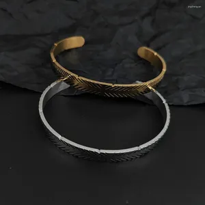 Bangle Stainless Steel Open Cuff Bangles Gold Plating Wheat Ear Bracelet For Women Men High Quality Luxury Fashion Jewelry Gift