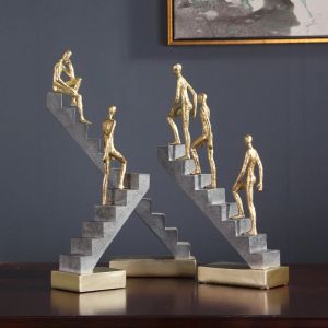 Rzeźby jednoczęściowe statua żywica nordycka akcesoria domowe dekoracja salonu Złota figurka biuro dekoracje rzeźby
