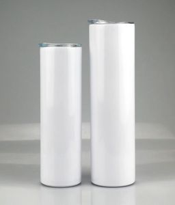 Sublimation Straight Tumbler Stainless steel blank white cup with lid Cylinder bottle fast sea OWC36064454014
