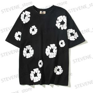 Мужские футболки Y2K Strtwear Хлопковая летняя футболка с принтом из пены Kapok для мужчин и женщин Короткая футболка Slve Ropa Hombre Oversize Top Ts T240325