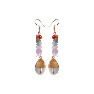 Dangle Earrings Bohemia Natural Crushed Stone Conch Shell Drop For Women Girls Colorful Tassel Jewelry Gift