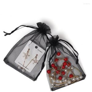 Present Wrap 50st Black Organza Bag smycken dragskit liten tyg multi-storlek förpackning jul och år godis