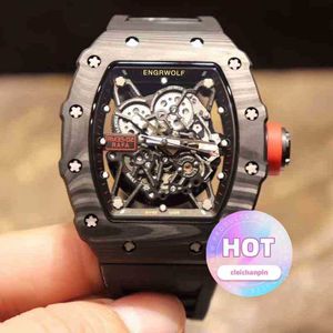 Titta på datum Engrwolf Watch RM35-02 Series 2824 Automatisk mekanisk kolfiber Black Tape Male 1 Hög kvalitet