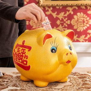 Kutular sevimli domuz domuz bankası tasarrufu gizli büyük oturma odası seramik gizli güvenli madeni para pahalı kağıt para enfant piggy banka ev dekor