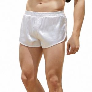 Mens Sexiga sömnbottnar lounge hemkläder pyjamasbyxor faux satin pyjama shorts lösa sommar man underkläder boxare nattkläder shorts r7jb#