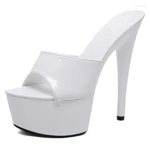 Slipare Slipper Fashion Platform Women Shoes Thin Heel Female Ultra High Heels 15cm nattklubbsandaler