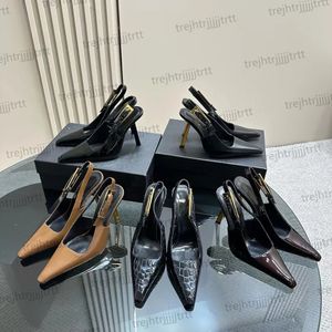 Lake deri askı sivri uçlu elbise sandalet deri dış taban 10 cm stiletto pompalar parti akşam ayakkabıları kadın lüks tasarımcı yüksek topuklu 35-42 kutu