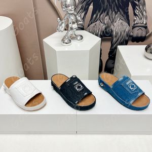 Plataforma homens mulheres sandálias grossas sola jean chinelos casuais moda versátil fundo plano slides designer de luxo praia chinelo fábrica calçado vintage