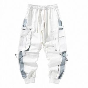 Herr Letter Flap Pocket Drawstring Cargo Pants Casual All-Match Loose Pantal Cargo Homme Classic Fit Elastic Work Byxor 5716#