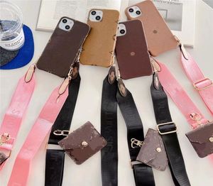 Luxury Fashion Long Chain Shoulder Strap Leather Case för iPhone 13 Pro Max 13Pro 13 12 12Pro 12Pro Max 11 11Pro Max Phone Accesso2274413