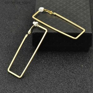 Ear Cuff Ear Cuff Womens earrings with rubber pads without perforations wholesale fashion jewelry square line rectangular womens earrings Y240326