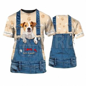 2022 estate Fi maglietta degli uomini di amore Jack Russell carino 3D All Over stampato magliette divertente cane Tee Top camicie maglietta unisex v8tP #