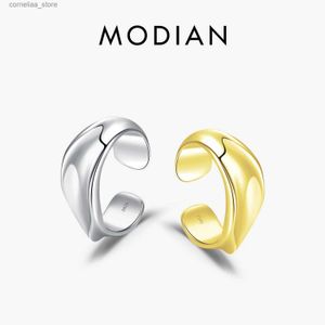 Ear Cuff Ear Cuff MODIAN 1 piece 925 sterling silver smooth design clip on earrings with stackable sleeves suitable for womens parties jewelry Christmas gifts Y24032