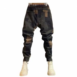 Polyesterbyxor av hög kvalitet Stylish Printed Baggy LG Pants för män med förstärkta fickor Elastisk midja för sportkläder C17O#