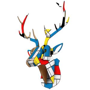 Sculture fai da te 3D in legno animale testa di cervo modello artistico home office appeso a parete decorazione supporti di stoccaggio scaffali accessori per la decorazione della casa