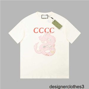 Designer Verified version, correct version, springsummer 24 the Year of the Loong series, baby dragon pattern, embroidered short sleeve, classic and versatile CXE4