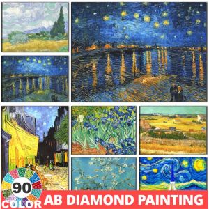 Stitch AB Velvet Van Gogh Famous Art 90 Colors Diamond Painting Impressionist Reproductions Full Mosaic Cross Stitch Kits Home Decor