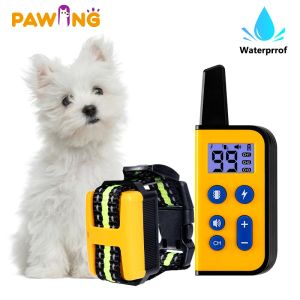 CHARTS PAWING 500M USB Electric Dog Training Collar Waterproof Fjärrkontroll Laddningsbar LCD Display Antibark för alla PET -träningsverktyg