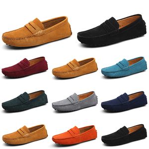 Män casual skor espadrilles trippel svart vit brun vin röd marin khaki mens mocka läder sneakers glid på båt sko utomhus platt kör jogging promenad 38-52 a004