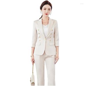 Womens Two Piece Pants High Quality Fabric Women Formal Professional Business Suits With And Jackets Coat 2023 Spring Ol Styles Drop D Otrya