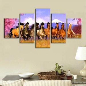 Calligraphy Horse Animals Landscape Poster 5 Panel Canvas Print Wall Art Home Decor HD Print Pictures No Framed 5 Piece Room Decor Paintings