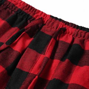 Calças masculinas Red Plaid Pijama Calças Pijamas Casuais Calças Xadrez Soltas Calças Esportivas Pijama Pijamas Buff Fi e80a #