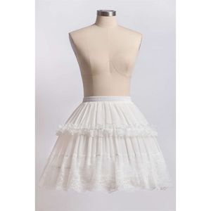 Lolita Lace Misshow Edge Skirt Solid White Black Puffy 2 Hoops Petticoat for Party Dance Tutu Short Dress Underskirt