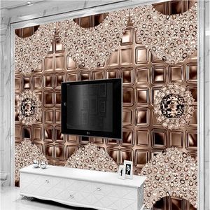 Bakgrundsbilder Wellyu Custom PO WALLPETER Stora väggmålning 3D Wall Stickers Brown Diamonds Europeiska stereo smycken Bakgrund