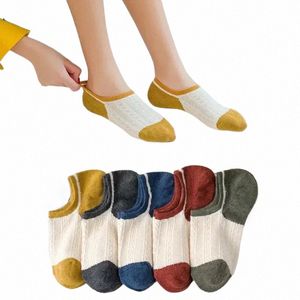 5pairs Girls Socks for Female Women Summer Autumn New Cott Cute Patchwork Ankel Socks Short Socks Casual 35-40 J7GW#