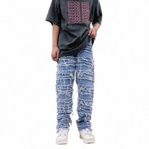 2023 Grunge kläder y2k fi baggy staplade jeans byxor män streetwear ons blue rak kvinnor denim byxor ropa hombre t3zj#