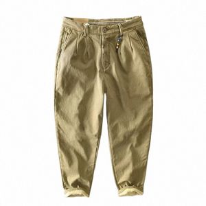 Hiqor lastbyxor byxor för män 2024 Vinteran Flacee Casual Pants Warm Cargo Man byxor Fi Beading Khaki Busin Pant 95ZJ#