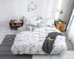 100 Cotton Duvet Cover مجموعة أزياء رخام وايت نساء فتيات منزل السرير ناعم الفراش الغلاف اللامع توأم الملكة الملك الحجم 2108604577