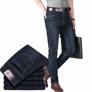 Neue Herren Jeans Cott Classic Busin Casual Gerade Stretch Jeans Schwarz Blau Männliche Denim Hosen Röhrenjeans Männer Overalls 40 42 z5Ud #