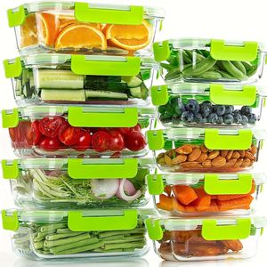 10pcs Food Storage Set, Meal Prep Containers with Leakproof Airtight Lids, BPA Free, Glass Bento Boxes, Microwave & Freezer Safe, Home Kitchen Supplies