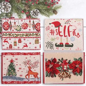 Tapetes de mesa 12 PCS Natal Placemats para jantar Sazonal Inverno Xmas Feriado Rústico Vintage Ação de Graças Lavável XB