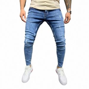 jeans Mens Skinny Blue Pencil Pants Popular Scratch Slim Denim Pants Autumn Hip-Hop Denim Trousers Men Fi Streetwear Jeans N0Kq#
