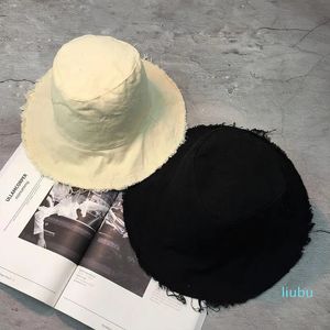 Wide Brim Hats Spring Autumn Raw Edge Simple Casual Old Fisherman Hat Woman Summer Denim Big Eaves Foldable Soft Frayed Sun