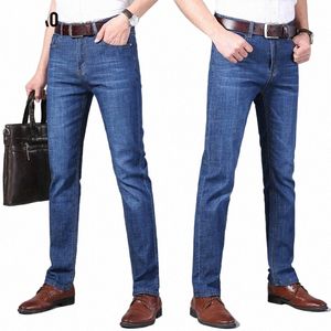 kubro Men Busin Stretch Men's Jeans Men Korean Fi Straightleg Versatile Denim Lg Loose Pants Trendy Busin Trousers z61a#