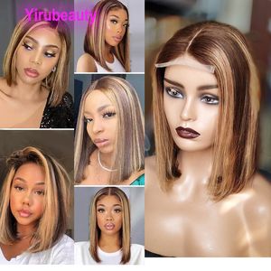 P4/27 Piano Color Straight 4X4 Lace Bob Wig Middle Part 150% Density Malaysian 100% Human Hair Products 10-18inch