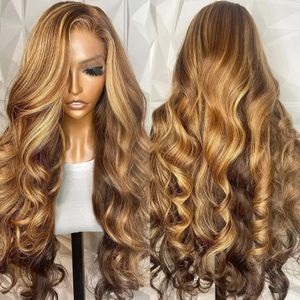 Highlight Transparent Blond Body Wave Human Hair Wigs Pre Plucked Brazilian baby hair 360 Lace Frontal Wigs for Women