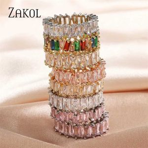 Band Rings ZAKOL Fashion Murtilcolor French Zirconia Ring Womens Marquise Crystal Mens Ring Wedding Party Jewelry Gifts J240326