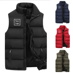 Gilet da uomo Logo personalizzato Gilet da uomo Giacche Caldi senza maniche Cappotti imbottiti in cotone maschile Colletto alla coreana Abbigliamento casual