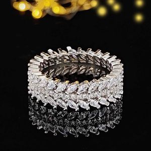 Band Rings Luxury Moda Marquis Zirkon Kesme Sonsuz Band Ring Düğün Nişan için Kullanılır Aşk Kızlar ve Kadınlar Sepcal Benzersiz R7035 J240326