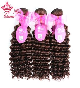 Queen Hair 100 Human Hair Brazilian Virgin Hair Deep Wave 3pclot Natural Brown 2 Kolor 14 cali do 22 cali w Stock4298137