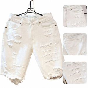 Novos jeans brancos homens all-match fi rasgado buraco fino estiramento harem calças confortáveis masculino streetwear denim calças i23V #